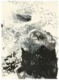 Carlfriedrich Claus, Skizze zur Anonymität des Subjekts, 1968, Feder und Pinsel in Tusche auf Seidenpapier (beid-seitig)