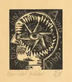 Otto Dix, Ich Dix bin das A und O, 1919, Holzschnitt auf hellbraunem Papier