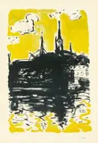 Emil Nolde, Kirche und Schiff, Sonderburg, 1907, Farblithografie auf Velin