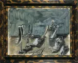 N.Y. FENSTER by Markus Lüpertz, Um 1984, Öl und Tempera auf Karton, in bemaltem Künstlerrahmen, sold Nov 2010