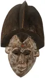 African Modern, Two Tribal masks together with tall Fertility figure (3), Mid 20th century