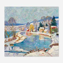 Fern Coppedge, Winter in Lumberville, oil on canvas in Newcomb Macklin frame