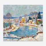 Fern Coppedge, Winter in Lumberville, oil on canvas in Newcomb Macklin frame