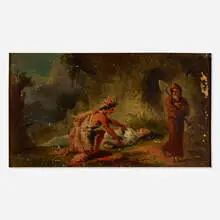 John Mix Stanley, Untitled (three figures), oil on canvas board