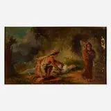 John Mix Stanley, Untitled (three figures), oil on canvas board