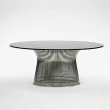 dining table by Warren Platner, c. 1970, chrome-plated steel, glass, sold Mar 2006