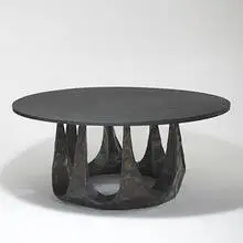 custom dining table by Paul Evans, c. 1963, welded steel, copper, slate, sold Mar 2006