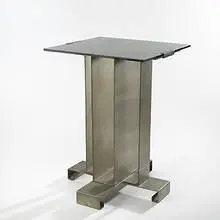 Walter von Nessen, side table, c. 1930, nickel-plated steel, Vitrolite