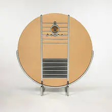 Walter Dorwin Teague, Nocturne radio, model #1186, 1936, mirrored peach glass, satin chrome-plated steel, lacquered wood