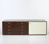 George Nelson & Associates, custom jewelry chest, c. 1955, teak, rosewood, lacquered wood, porcelain