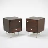 nightstands, pair by George Nelson & Associates, c. 1950, rosewood, aluminum, enameled steel, sold Mar 2006