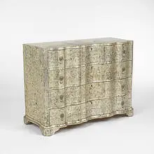 attribution Frances Elkins, dresser, c. 1945, silver leaf over wood, silverplate