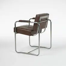 William Lescaze, armchair from the Philadelphia Saving Fund Society, 1931, chrome-plated steel, leather