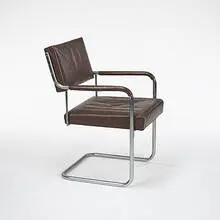 William Lescaze, cantilever chair from the Philadelphia Saving Fund Society, 1931, chrome-plated steel, leather