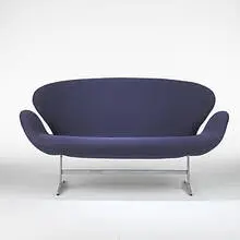 Swan settee, model #3321 by Arne Jacobsen, 1957-58, aluminum, upholstery, sold Mar 2006