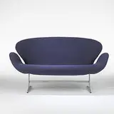 Arne Jacobsen, Swan settee, model #3321, 1957-58, aluminum, upholstery