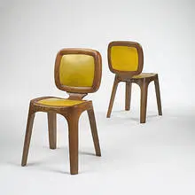 chairs from the Coast restaurant, pair by Marc Newson, 1995, oak, vinyl, sold Mar 2006
