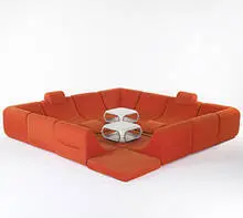 Luigi Colani, modular seating units, c. 1970, upholstery over foam, plastic, rubber