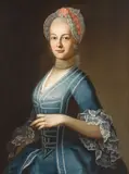 Bt. Sir Nathaniel Dance Holland, A portrait of a lady, three-quarter length in a blue dress, oil on canvas