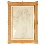 William-Adolphe Bouguereau, A study for Tendres Propos, pencil on paper