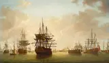 Thomas Yates, French Prizes in Port Harbour Jamaica, after the Battle of the Saints, 12 April 1782, oil on canvas