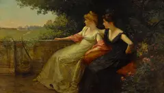 Edward Percy Moran, An evening on the balcony, oil on canvas