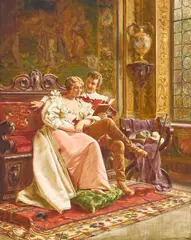 Frédéric Soulacroix, An interesting chapter, oil on canvas laid down on an aluminum panel