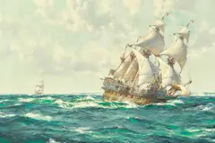 Montague Dawson, Up Channel - An Elizabethan Galleon, oil on canvas