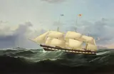 Samuel Walters, The American ship Sea Flower approaching Skerries Lighthouse inbound for Liverpool, oil on canvas