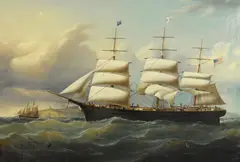 Duncan McFarlane, The American Ship B.D. Metcalf, inward bound for Liverpool, circa 1857, oil on canvas
