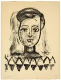 Jeune femme au corsage à triangles by Pablo Picasso, 1947, Lithographie auf Velin, sold Nov 2011