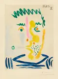 Pablo Picasso, Fumeur barbu, 1964, Farbaquatinta auf Bütten (Wasserzeichen: RICHARD DE BAS)