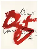 A Vincent van Gogh by Antoni Tàpies, 1989, Rote Lackfarbe auf Velin, sold Jun 2012