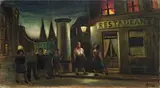 Werner Heldt, Berliner Ecke mit Gasbeleuchtung, 1928, Öl auf Leinwand