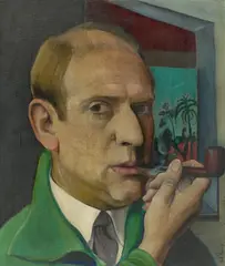 Ludwig Egidius Ronig, Selbstporträt mit Pfeife, 1926, Öl auf Leinwand. Randdoubliert