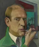 Ludwig Egidius Ronig, Selbstporträt mit Pfeife, 1926, Öl auf Leinwand. Randdoubliert