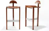 Leon Mayer, Teak and aluminum bar stools (2), 1983