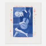 David Hockney, Old Guitarist from The Blue Guitar portfolio, 1976-77, etching and aquatint in colors