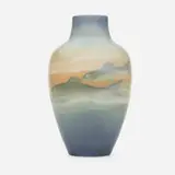 Vellum vase with fish by Edward T. Hurley for Rookwood Pottery, 1904, glazed earthenware, sold Jun 2020