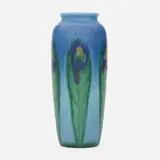 Elizabeth N. Lincoln for Rookwood Pottery, Double Vellum vase with peacock feathers