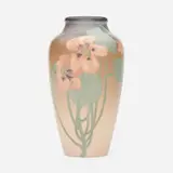 Sara Sax for Rookwood Pottery, Vellum vase with nasturtium