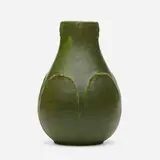vase with leaves and buds by Grueby Faience Company, 1898-1910, glazed earthenware, sold Jun 2020