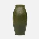 vase with leaves by Grueby Faience Company, 1898-1910, glazed earthenware, sold Jun 2020
