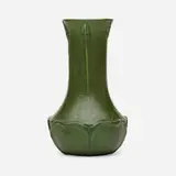 vase with leaves and buds by Grueby Faience Company, 1898-1910, glazed earthenware, sold Jun 2020