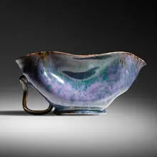 pitcher by George E. Ohr, 1898-1910, glazed earthenware, sold Jun 2020