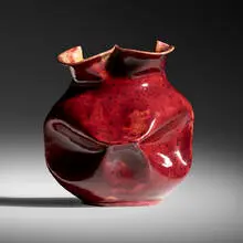 vase by George E. Ohr, 1895-96, glazed earthenware, sold Jun 2020