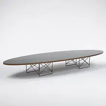 ETR Surfboard coffee table by Charles and Ray Eames, 1951, laminated plywood, enameled metal, sold Mar 2006