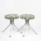 Alexander Girard, stools model #66308, pair, 1968, cast aluminum, upholstery