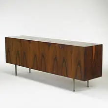 credenza by Bodil Kjær, c. 1960, rosewood, stainless steel, sold Mar 2006