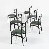 Gio Ponti, dining chairs for the Hotel Parco dei Princi, set of six, 1956, lacquered wood, suede